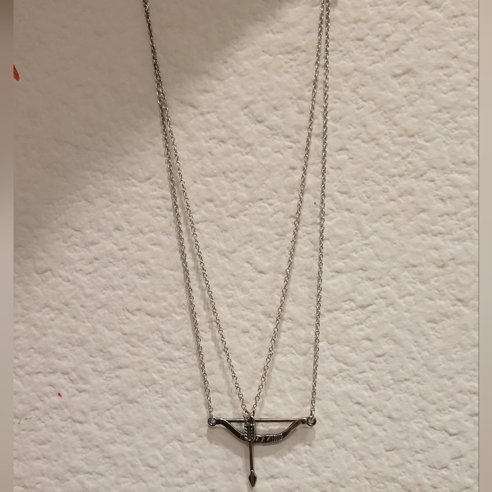 Silver Bow and Arrow necklace